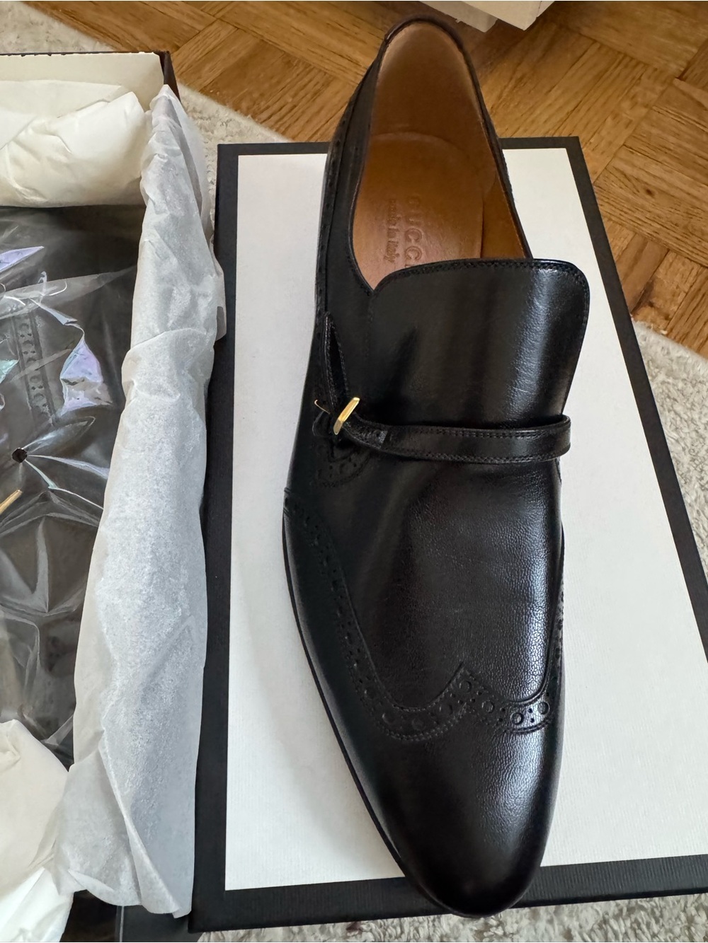 Gucci NEW in box black leather men’s shoe Size 12 - Picture 5 of 6